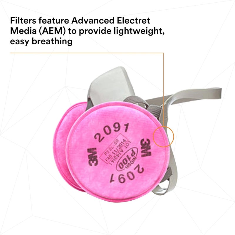 3M Half Facepiece Reusable Respirator Assembly Kit 6391, Size Large, P100, Lightweight, Comfortable, Easy to Adjust, Includes 2091 Particulate Filter, Welding, Soldering, Asbestos - Image 5